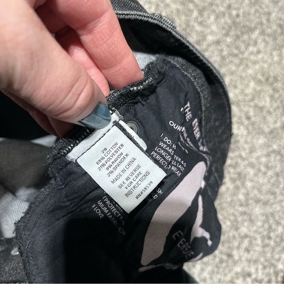 Evereve Faded Black Jeans The Ever Straight High Rise Fit Button Fly Raw Hem 28 - Picture 8 of 11